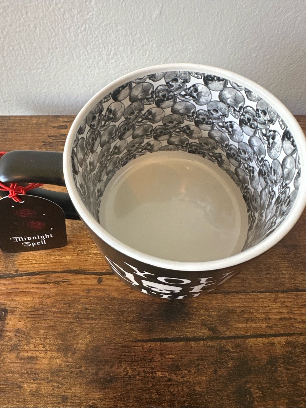 You Goth This Skull Mug Black Ceramic Skull Interior Double Sided 19oz Mug NWT - Picture 2 of 4